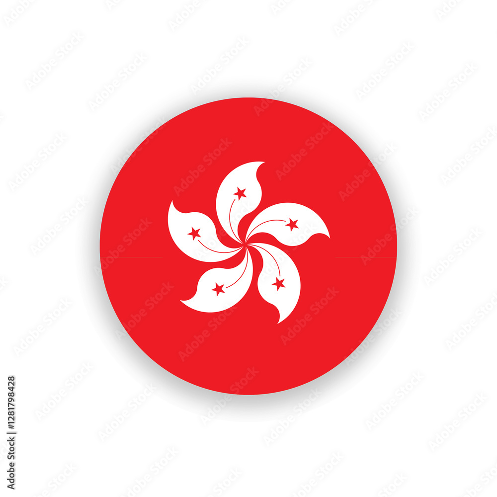 Kong Kong national flag in circle shape isolated on white. Illustration Kong Kong national flag in circle shape isolated on white. Illustration