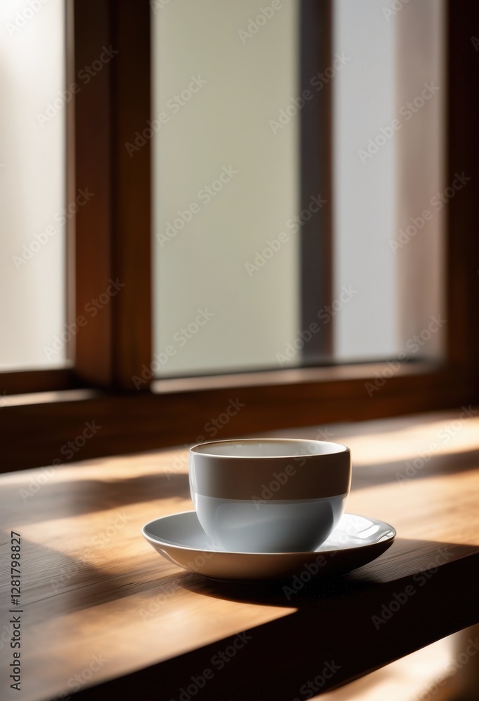 quiet capture empty coffee cup resting alone minimalist wooden table surrounded soft natural light, interior, closeup, brew, drink, tableware, ceramic quiet capture empty coffee cup resting alone minimalist wooden table surrounded soft natural light, interior, closeup, brew, drink, tableware, ceramic
