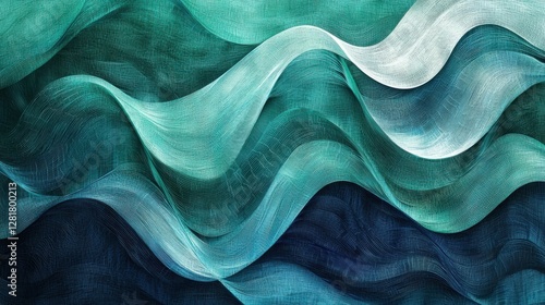 Abstract wavy lines in blue and green with transparency effect