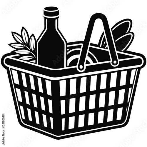 Ecommerce shopping basket vector illustration