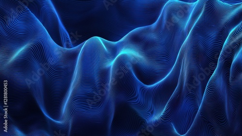 Smooth blue lines on dark blue gradient background, modern and technological design