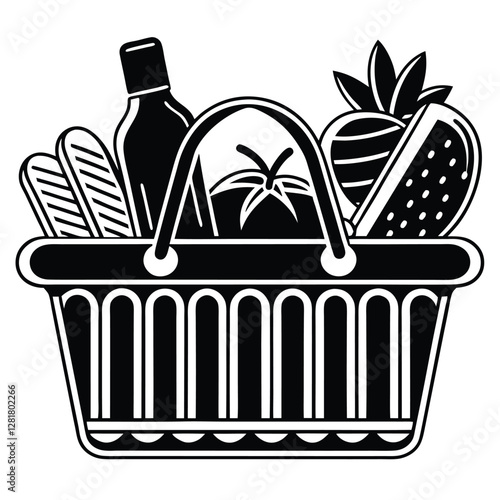 Ecommerce shopping basket vector illustration
