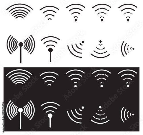 Sensor icon set – vector line icons for motion detectors and alarms