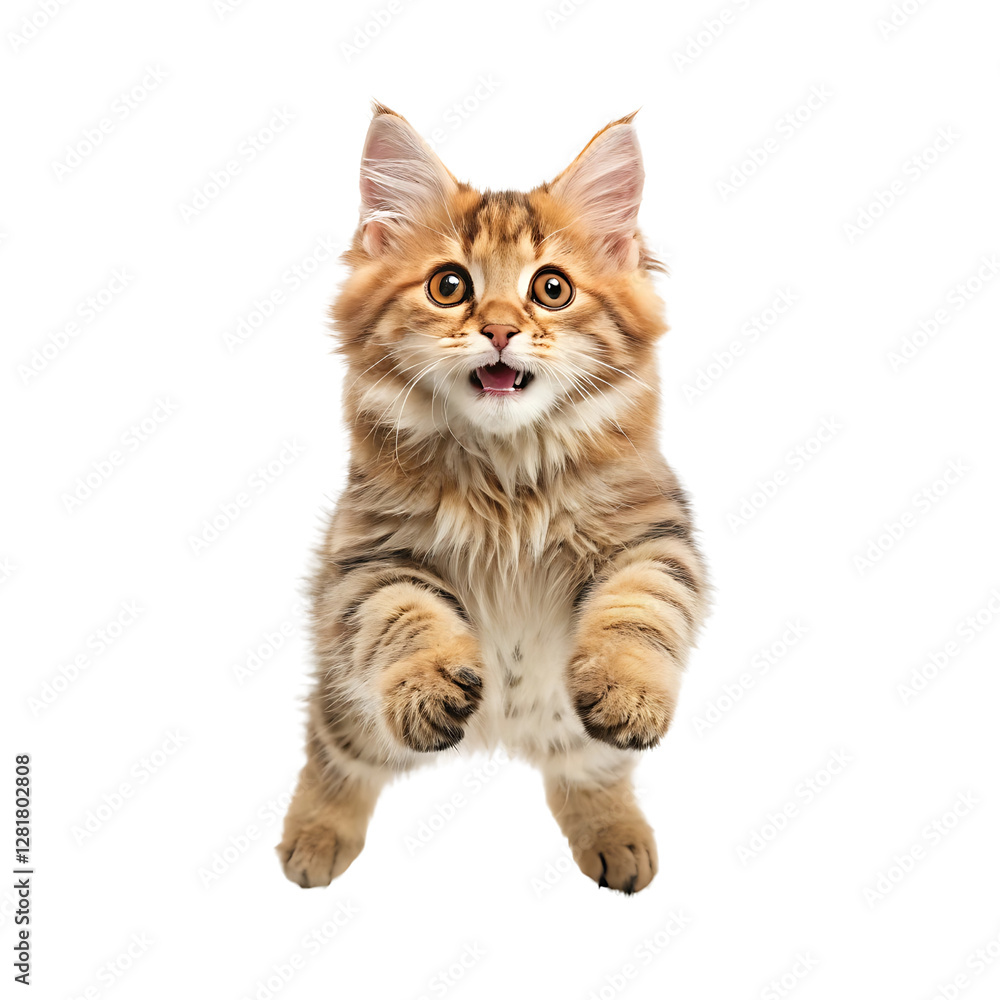 Jump shorthair cat on transparent background Jump shorthair cat on transparent background