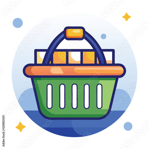Ecommerce shopping basket vector illustration