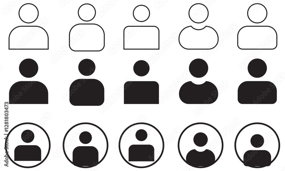 User icon set including admin, profile, avatar, and account symbols User icon set including admin, profile, avatar, and account symbols