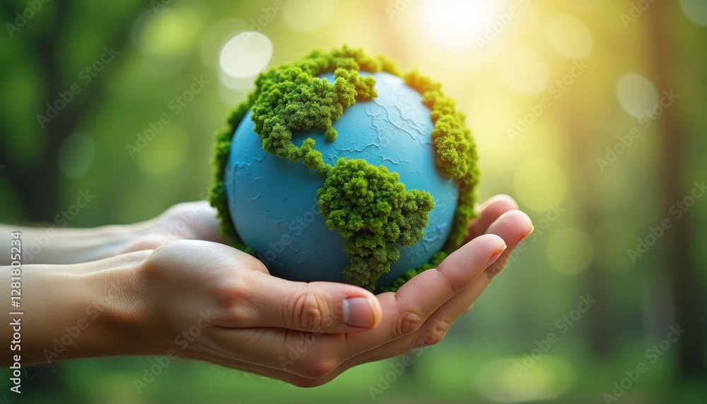 Person holding a globe with greenery, feeling hopeful, in a bright forest setting
Person holding a globe with greenery, feeling hopeful, in a bright forest setting
