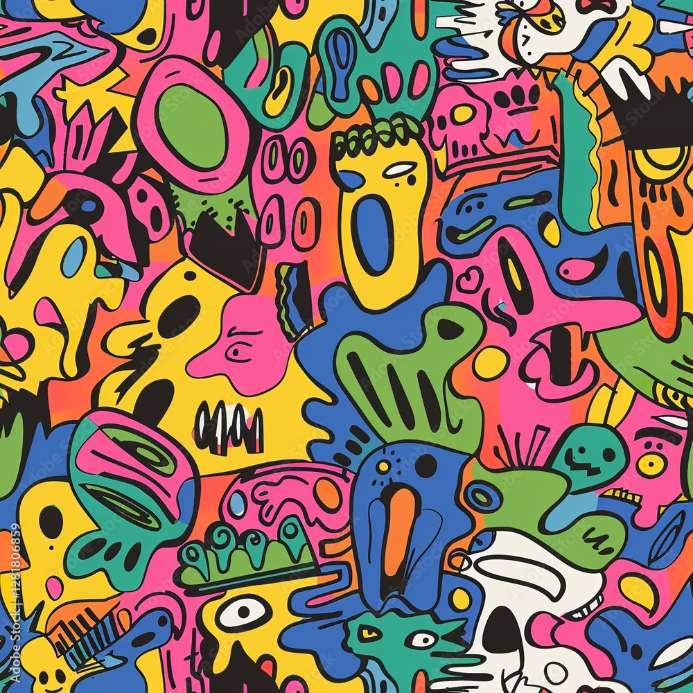 Vibrant Abstract Doodle Pattern Colorful Groovy Psychedelic Funky Seamless Texture Background Illustration Design Modern Art Graphic Digital Print Textile Wallpaper 70s 60s Pop Bold Pink Vibrant Abstract Doodle Pattern Colorful Groovy Psychedelic Funky Seamless Texture Background Illustration Design Modern Art Graphic Digital Print Textile Wallpaper 70s 60s Pop Bold Pink