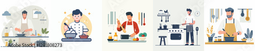 Vector of a person cooking