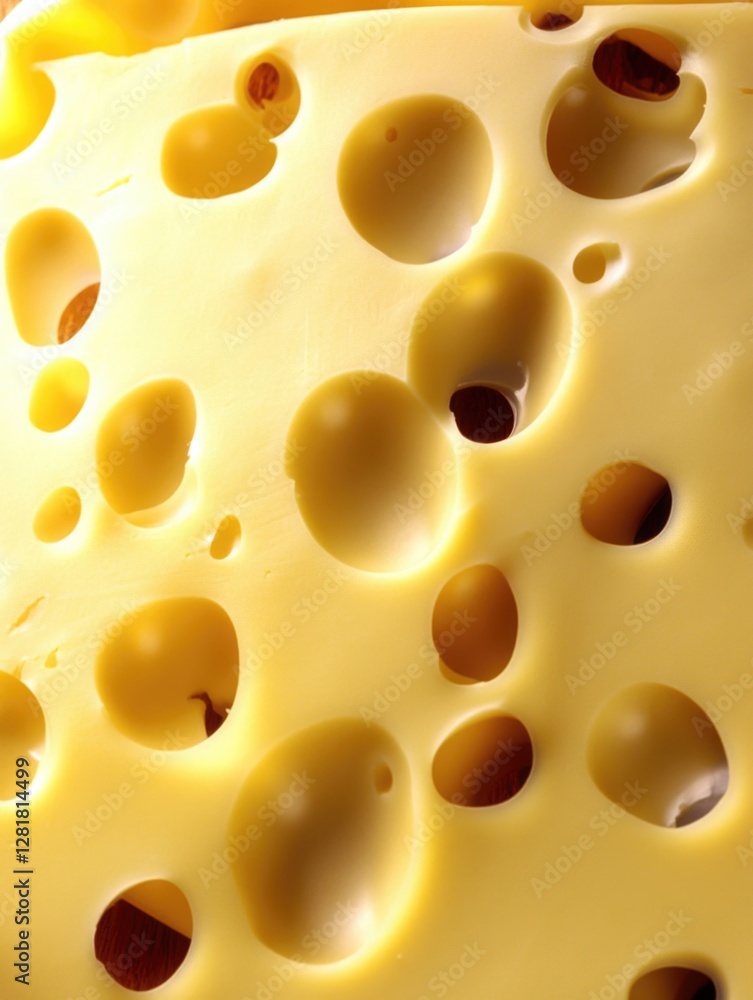 Golden holes in cheese with grains Golden holes in cheese with grains