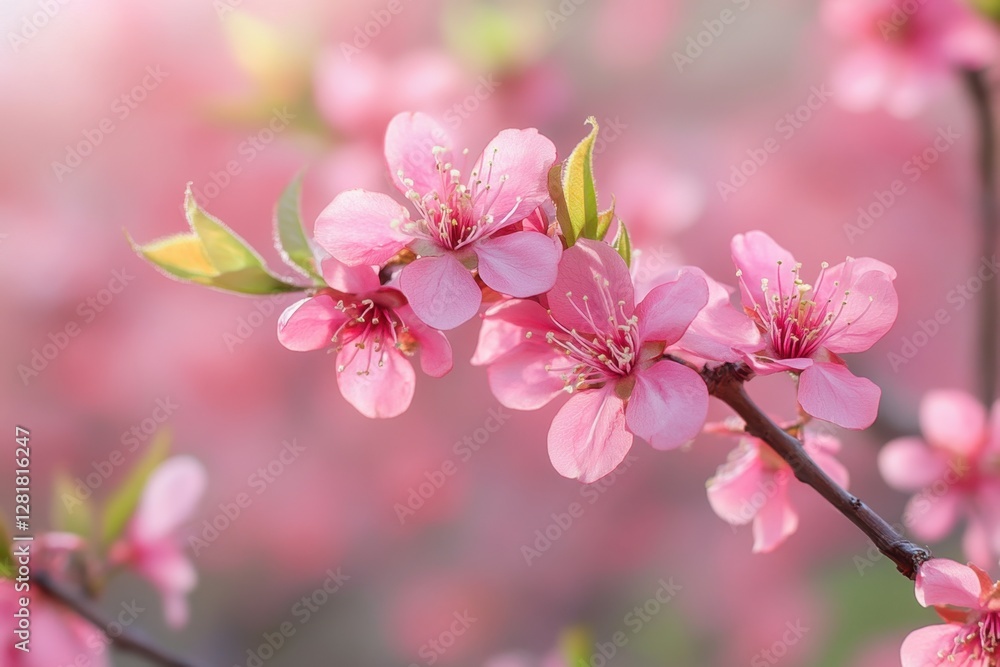 Delicate pink blossoms on a branch in soft focus evoke springtime serenity and natural beauty in a dreamy floral scene Delicate pink blossoms on a branch in soft focus evoke springtime serenity and natural beauty in a dreamy floral scene