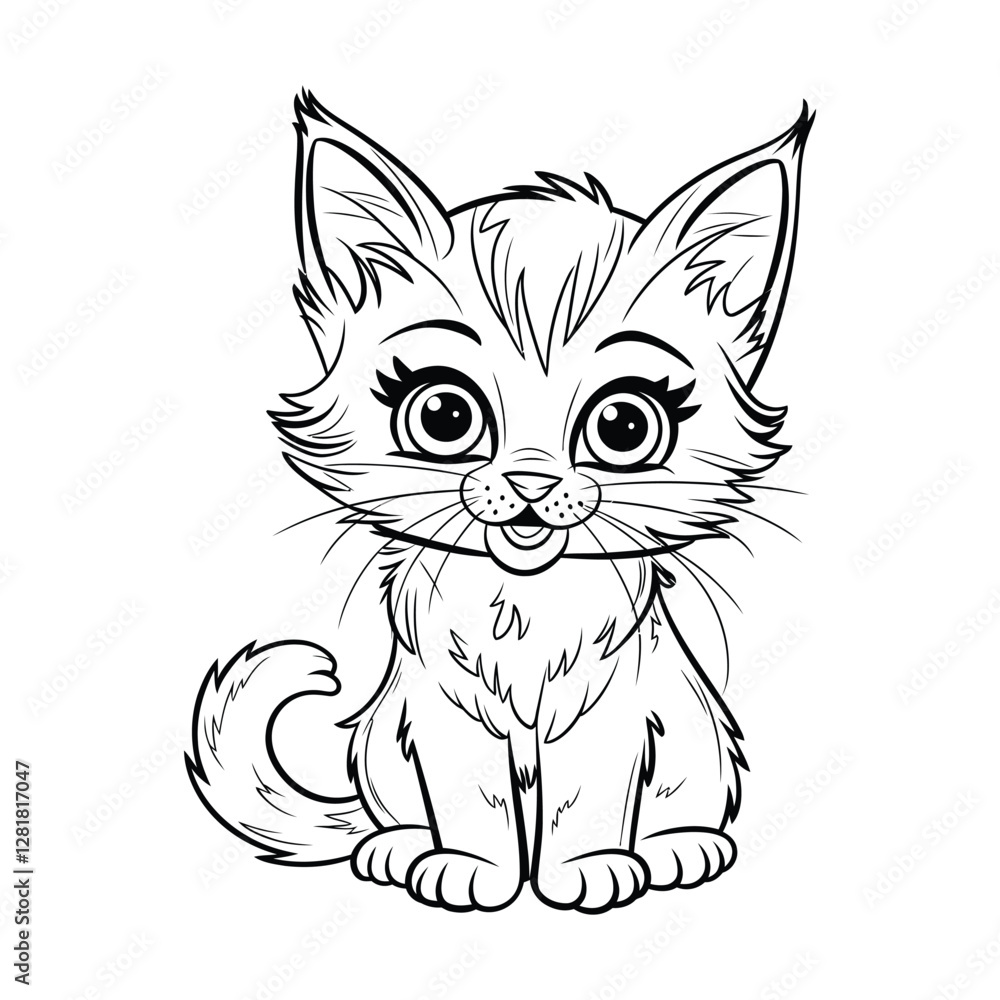 Adorable Black and White Kitten Vector Illustration – Cute Cat Silhouette Art for Logos, Stickers, and Designs Adorable Black and White Kitten Vector Illustration – Cute Cat Silhouette Art for Logos, Stickers, and Designs