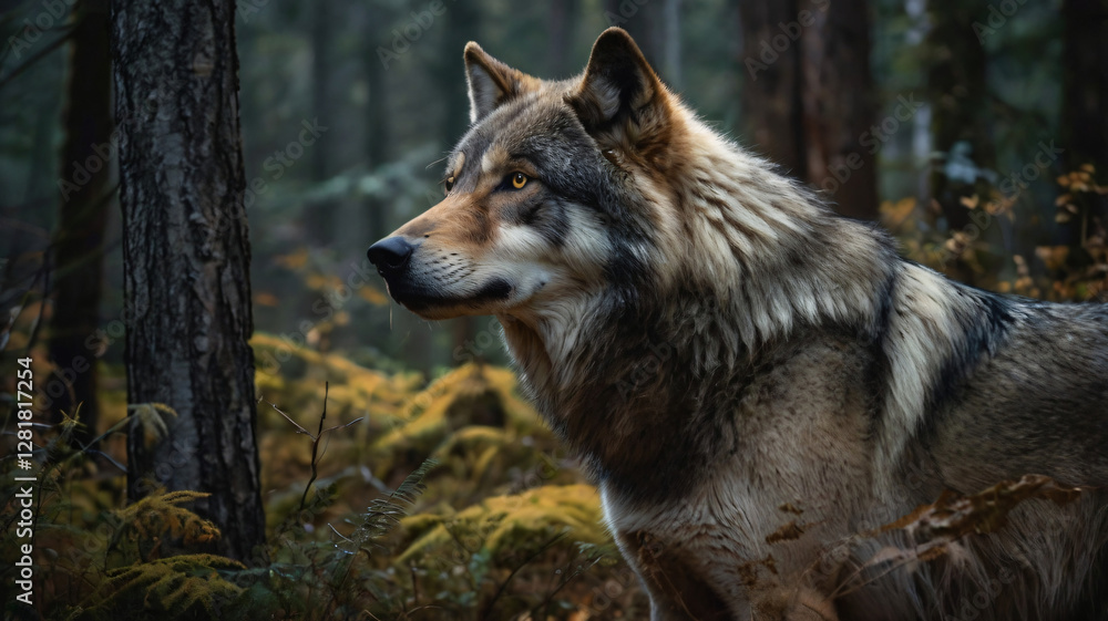 Intense Wildlife Encounter – Wolf and Bear Face-Off in a Canadian Forest Intense Wildlife Encounter – Wolf and Bear Face-Off in a Canadian Forest