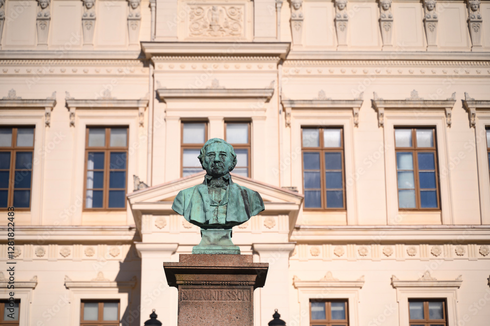 Obraz premium Monument Sven Nilsson in front of Universitethuset University Lund Sweden 2025