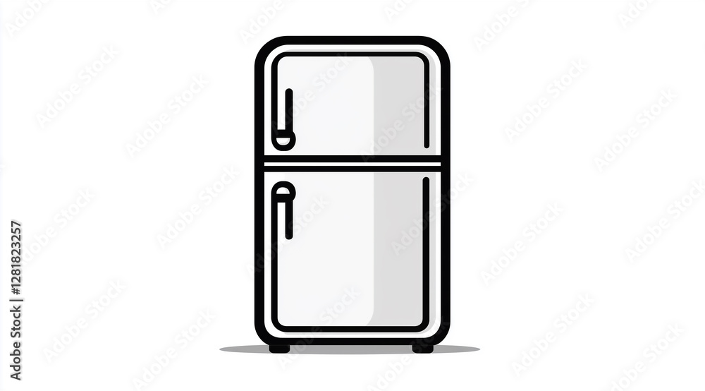 Refrigerator icon, simple line art style, minimalist design, white background, no shadow or projection on the ground, vector illustration Refrigerator icon, simple line art style, minimalist design, white background, no shadow or projection on the ground, vector illustration