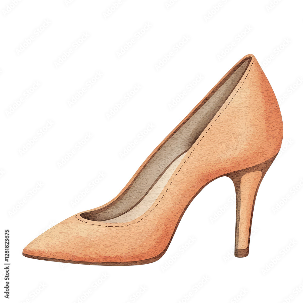Obraz premium Elegant High Heel Shoe Illustration in Soft Nude Tone Perfect for Fashion and Style Designs