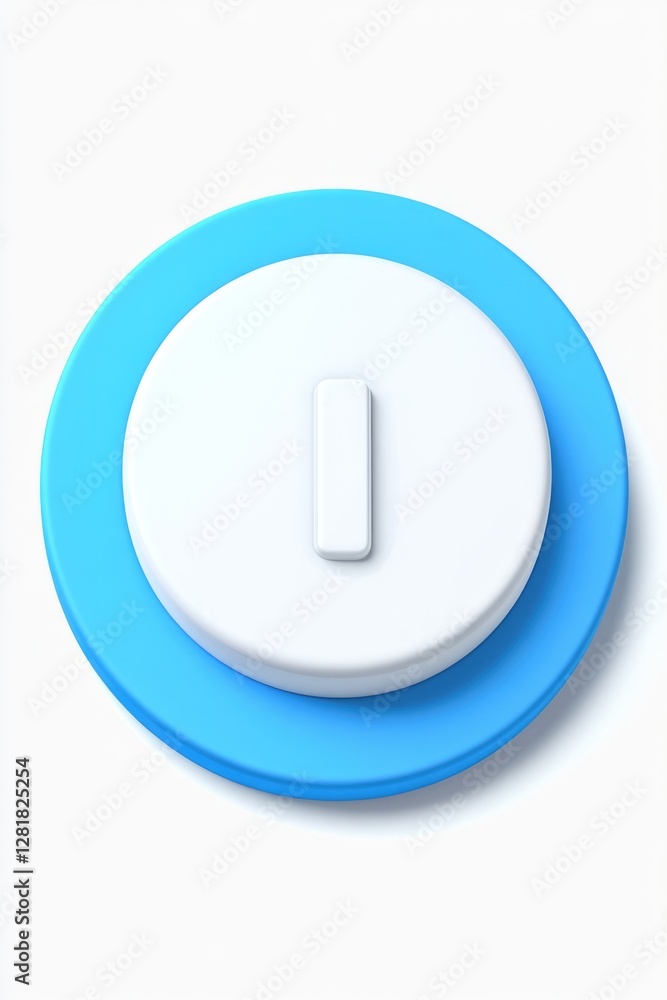 Close-up of a modern smart home control device with a blue and white color scheme. The button allows users to easily turn on or off various electronic devices with the convenience of voice activation. Close-up of a modern smart home control device with a blue and white color scheme. The button allows users to easily turn on or off various electronic devices with the convenience of voice activation.