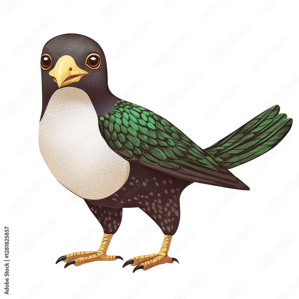 Obraz premium Colorful Illustration of an Alpine Chough Bird with Unique Features and Vivid Detail