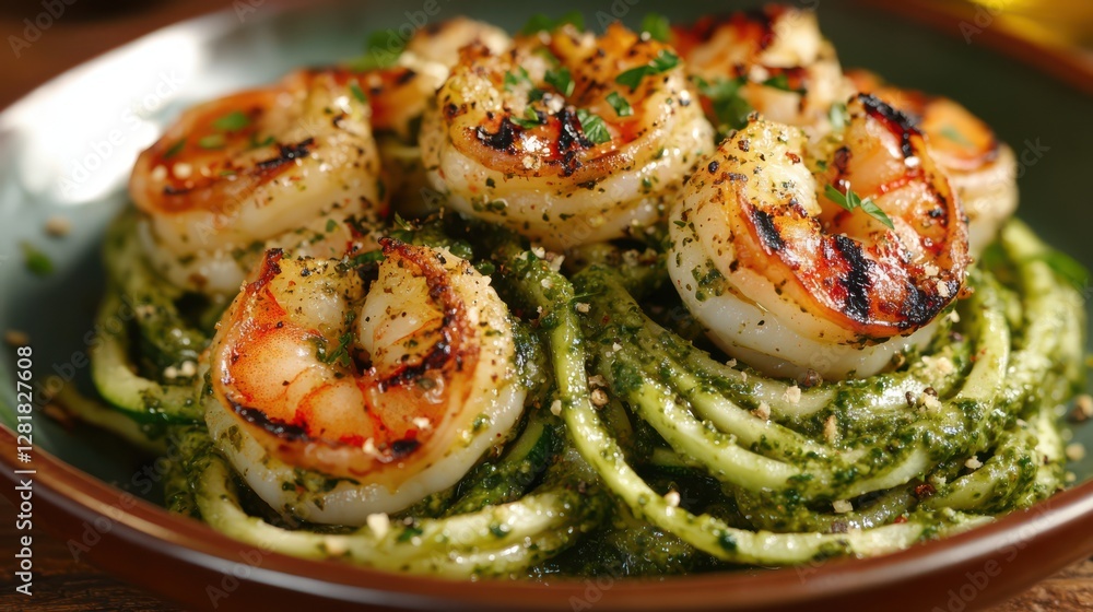 Flavorful grilled shrimp pasta zucchini healthy meal Flavorful grilled shrimp pasta zucchini healthy meal