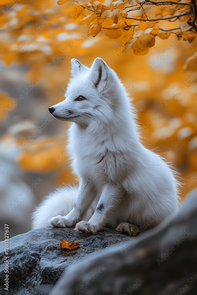 Naklejka premium Arctic fox autumn forest
