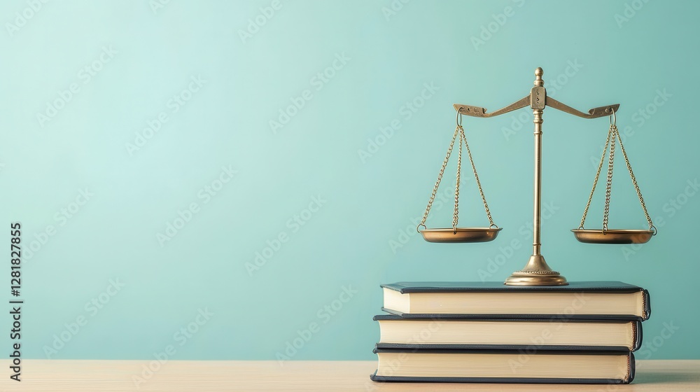 A balanced scale rests atop stacked law books, symbolizing justice and the legal profession against a soft turquoise backdrop. A balanced scale rests atop stacked law books, symbolizing justice and the legal profession against a soft turquoise backdrop.