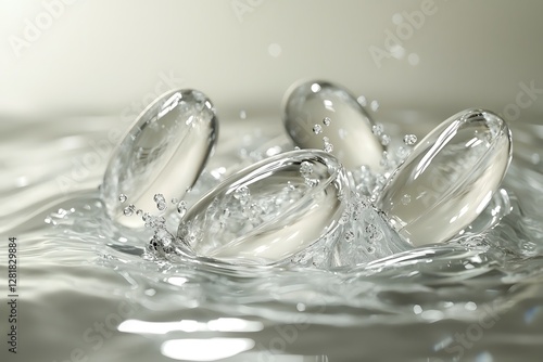 Wallpaper Mural Transparent Capsules Falling into Water Clean Liquid Refreshing Pure Wellness Concept Torontodigital.ca
