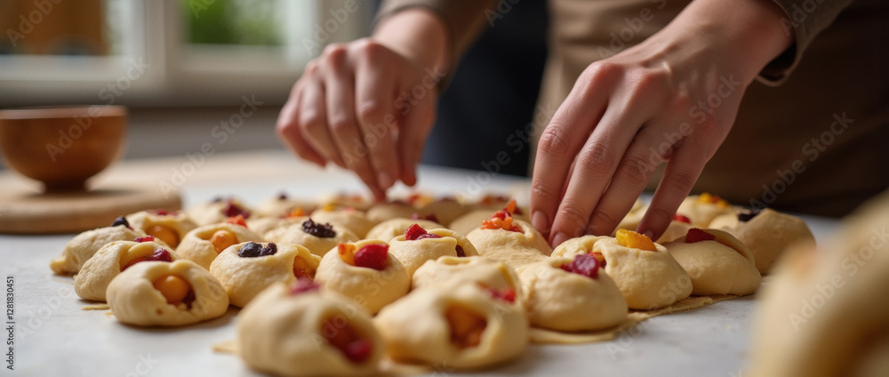 Baking Fruit Pastries for March Celebrations With Careful Attention Baking Fruit Pastries for March Celebrations With Careful Attention
