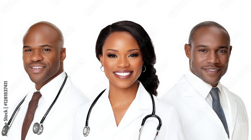 Diverse Group of Healthcare Professionals in White Coats Smiling Diverse Group of Healthcare Professionals in White Coats Smiling