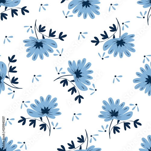 Colorful hibiscus flower with tropical leaf seamless pattern design for summer holidays background