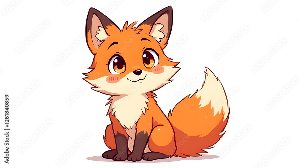 Obraz premium The cartoon world of cute little fox