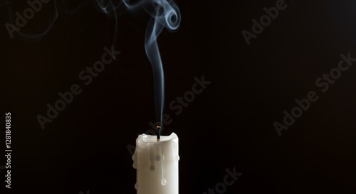 Ephemeral moment of extinguished candle with delicate smoke tendrils