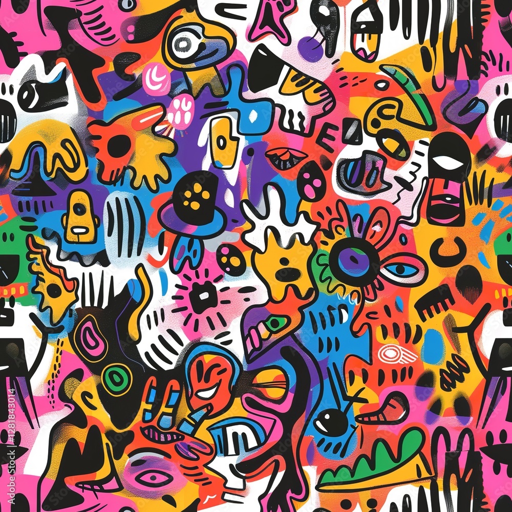 Vibrant Abstract Doodle Seamless Pattern Colorful Artistic Background Bold Graphic Design Energetic Funky Modern Illustration Psychedelic Texture Whimsical Playful Digital Art Print Textile Vibrant Abstract Doodle Seamless Pattern Colorful Artistic Background Bold Graphic Design Energetic Funky Modern Illustration Psychedelic Texture Whimsical Playful Digital Art Print Textile