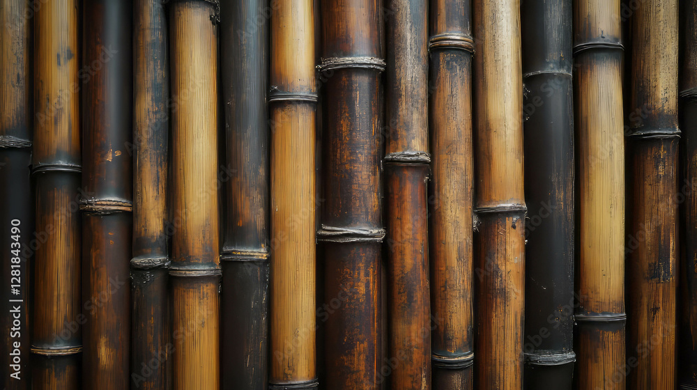 Rustic bamboo wall texture with rich grains for natural design and decoration Rustic bamboo wall texture with rich grains for natural design and decoration