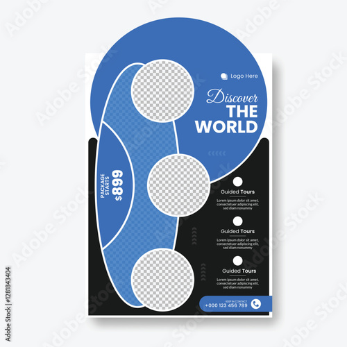 Modern Travel poster or flyer pamphlet design layout. Colorful Travel flyer template for travel agency with A4 print ready file.