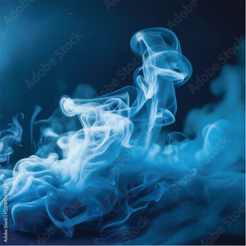 Ethereal blue smoke swirls in a captivating abstract dance.
