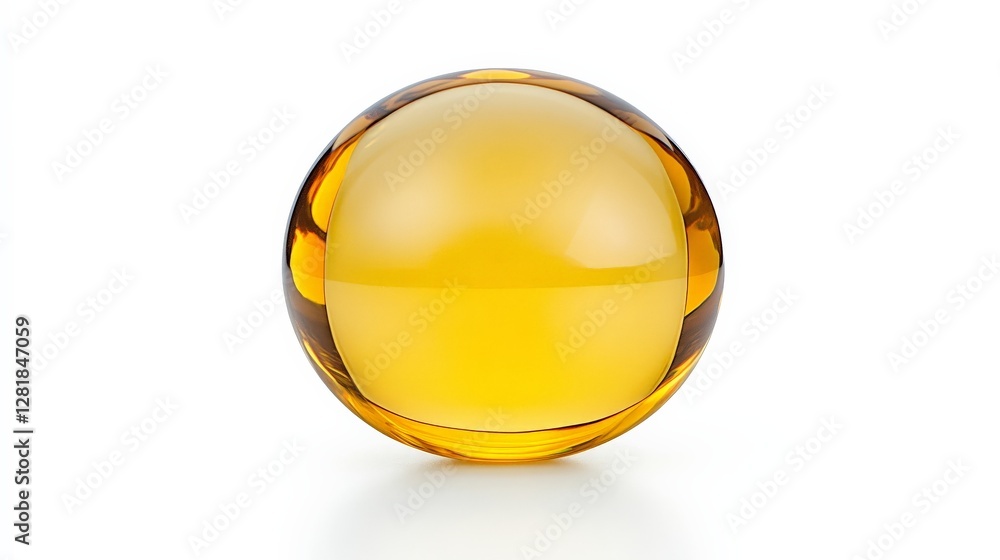 Smooth Amber Glass Sphere on White Background for Elegant Displays Smooth Amber Glass Sphere on White Background for Elegant Displays