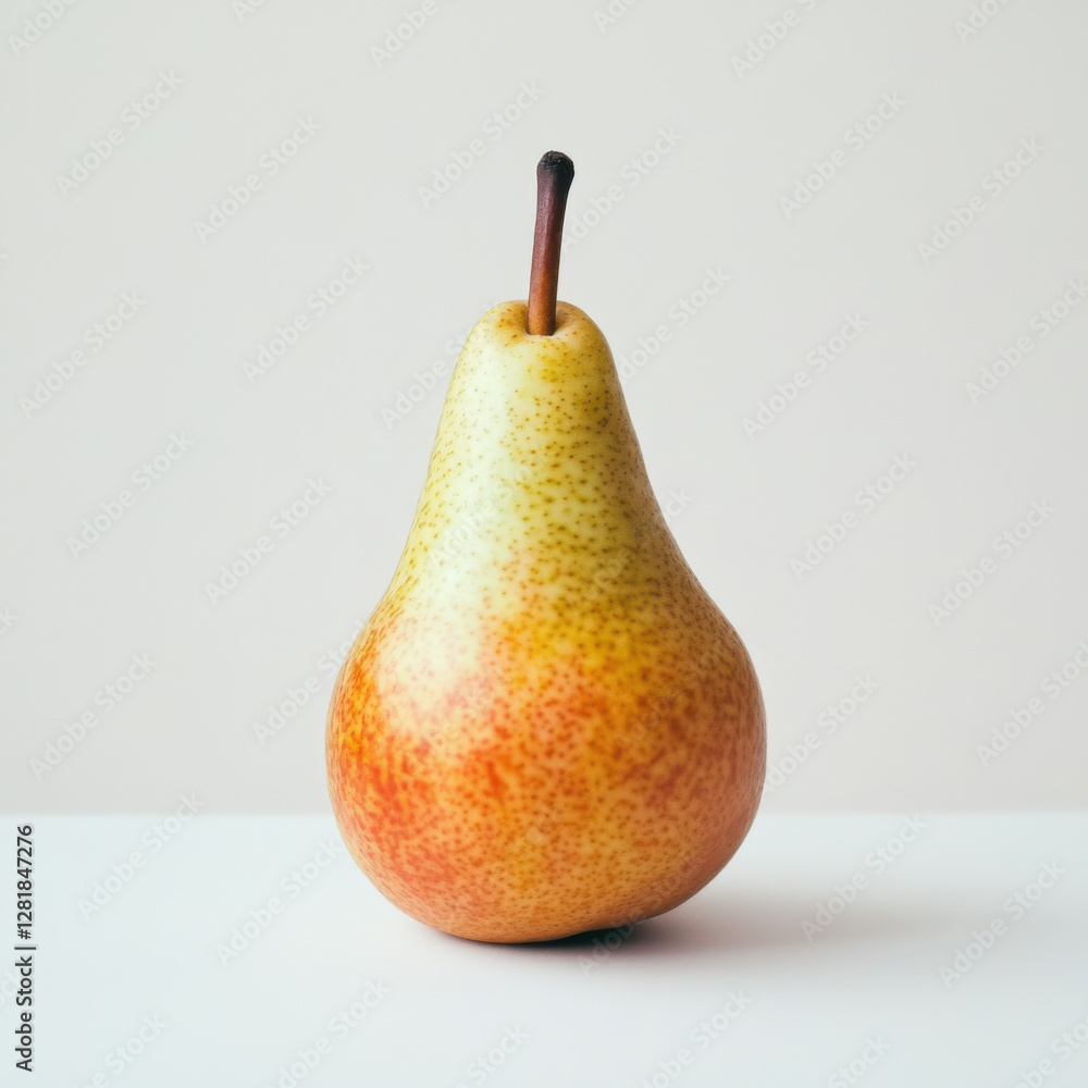 Single Red-Blushed Pear on White Background - Minimalism Single Red-Blushed Pear on White Background - Minimalism