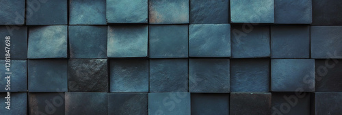 Dark square grid on textured stone surface for modern design concepts photo