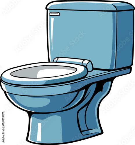 modern looking blue and white toilet seats potty image hand drawn image PNG transparent background