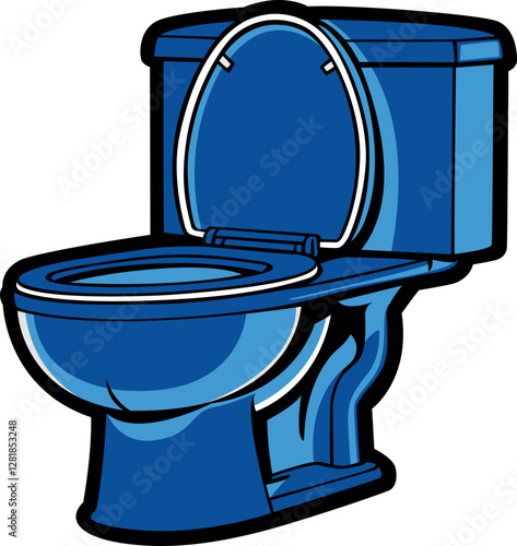modern looking blue and white toilet seats potty image hand drawn image PNG transparent background