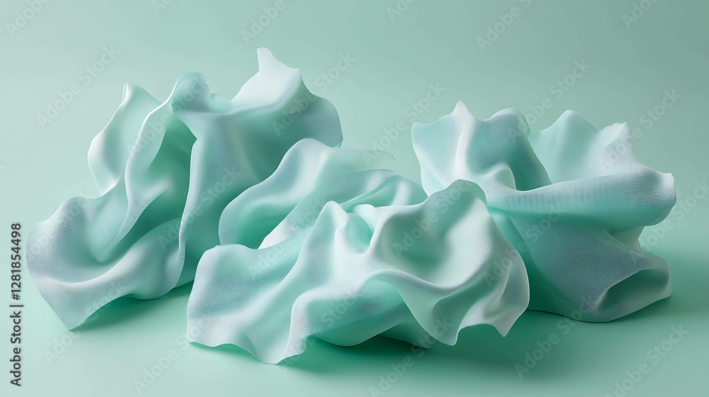 Obraz premium Soft fabric folds on a pastel mint background