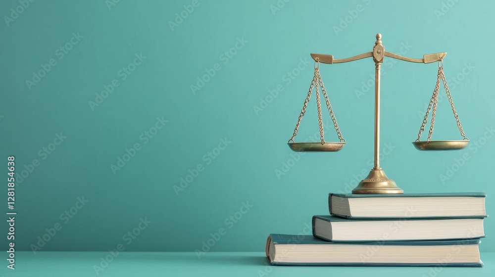 A golden scale of justice rests on stacked books against a teal background, symbolizing law, fairness, and the pursuit of truth. A golden scale of justice rests on stacked books against a teal background, symbolizing law, fairness, and the pursuit of truth.