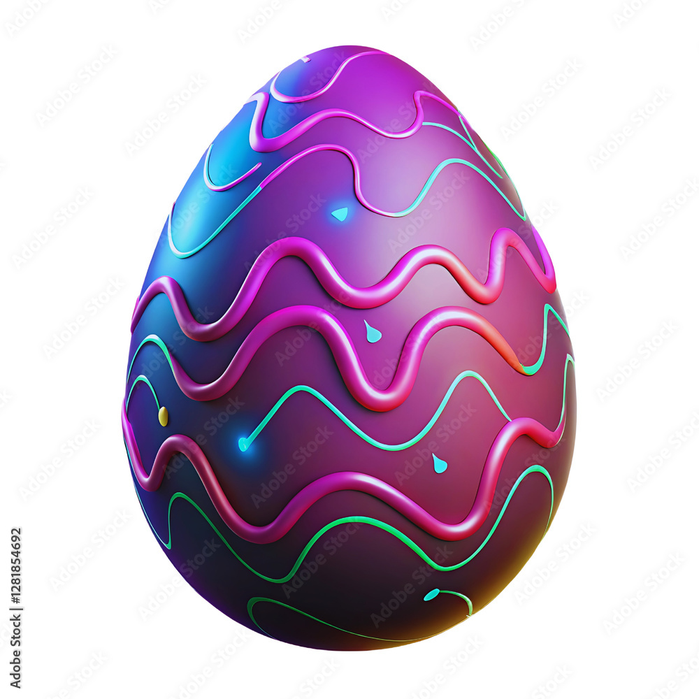 Vibrant Neon Easter Egg with Psychedelic Wave Design and Glowing Accents Vibrant Neon Easter Egg with Psychedelic Wave Design and Glowing Accents