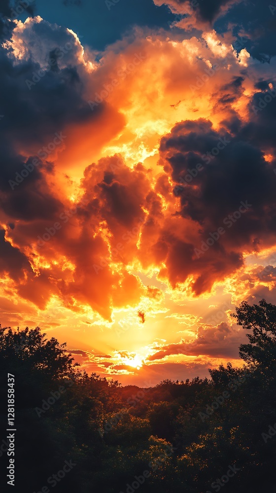 Fototapeta premium Dramatic Sunset Over Trees