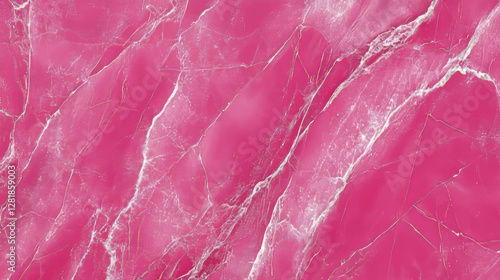 Glossy hot pink marble texture with striking white veins for modern design