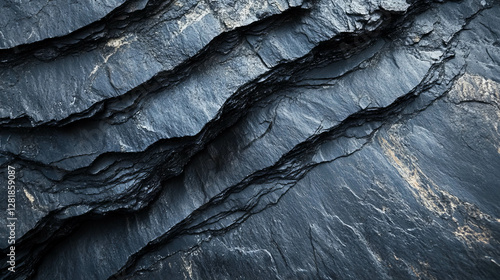 Wallpaper Mural Glossy layered black slate texture with distinctive patterns for design and decoration Torontodigital.ca