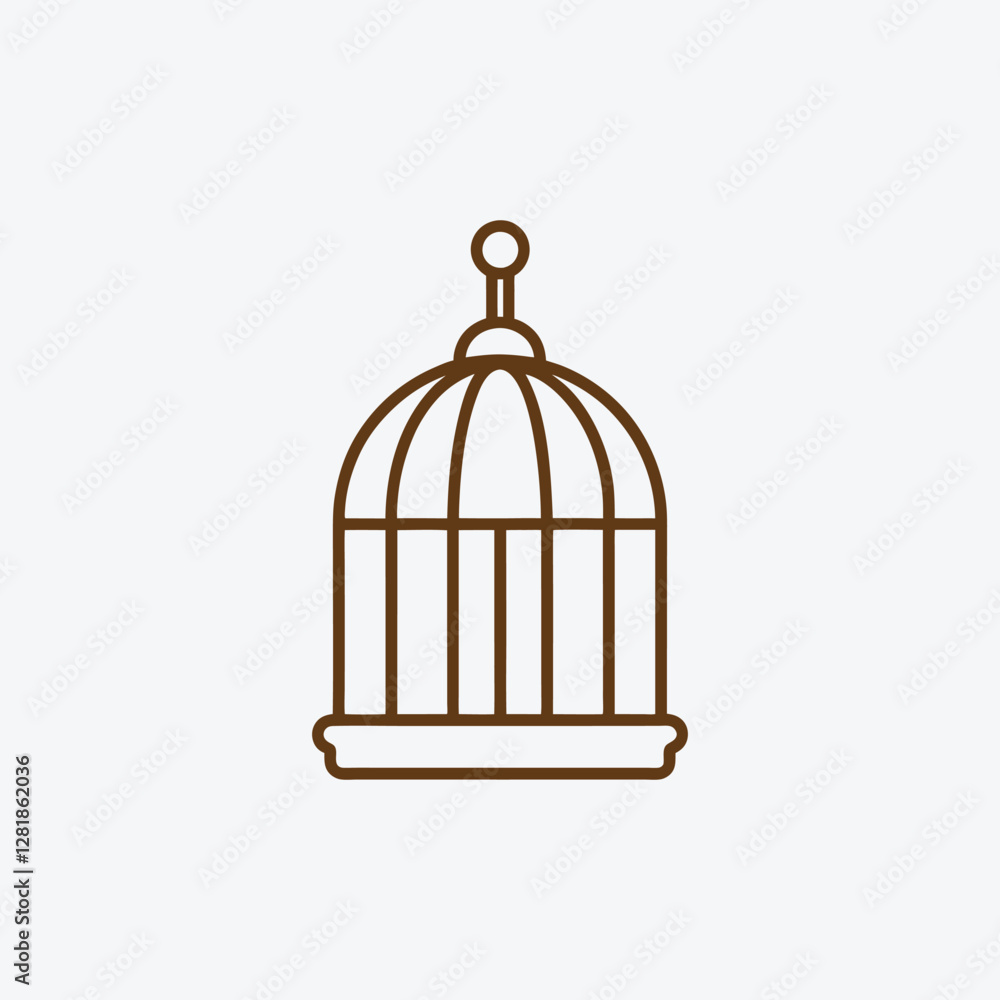 Bird in bird cage. Flat style design with white background Bird in bird cage. Flat style design with white background