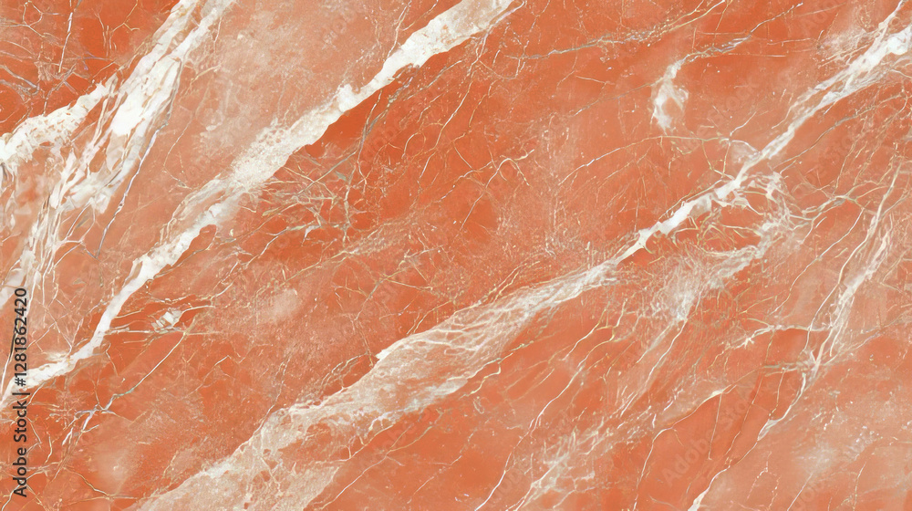 Glossy salmon pink marble texture with subtle white veins for interior design Glossy salmon pink marble texture with subtle white veins for interior design