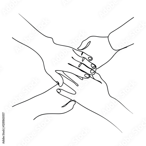 Four Hands United Teamwork, Collaboration, Unity, Support, Synergy