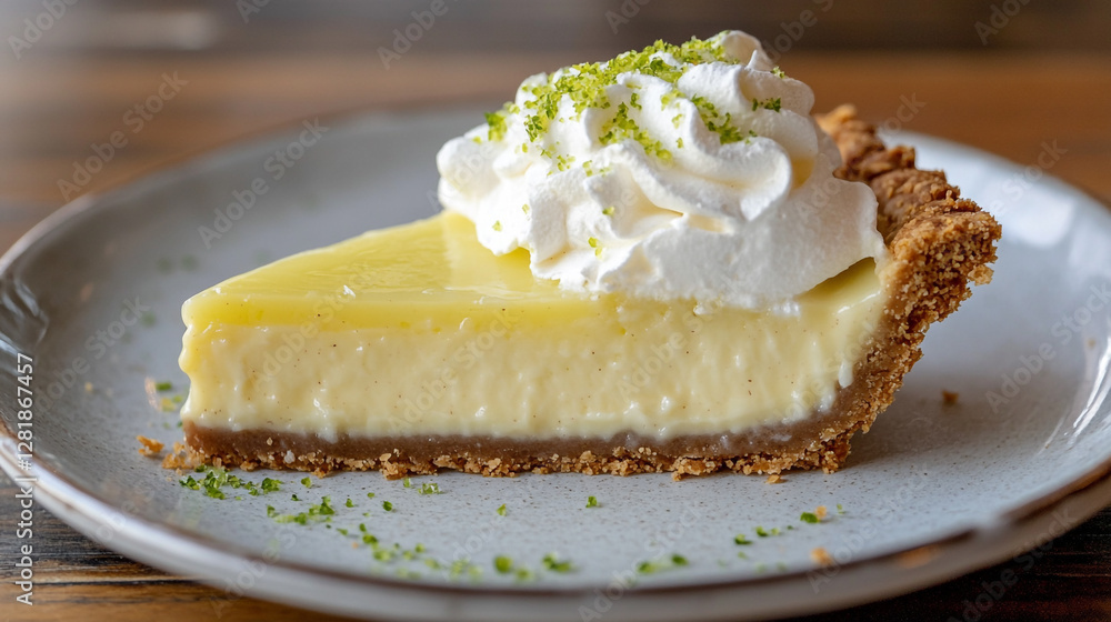 Slice of Key Lime Pie with Whipped Cream Dessert Slice of Key Lime Pie with Whipped Cream Dessert